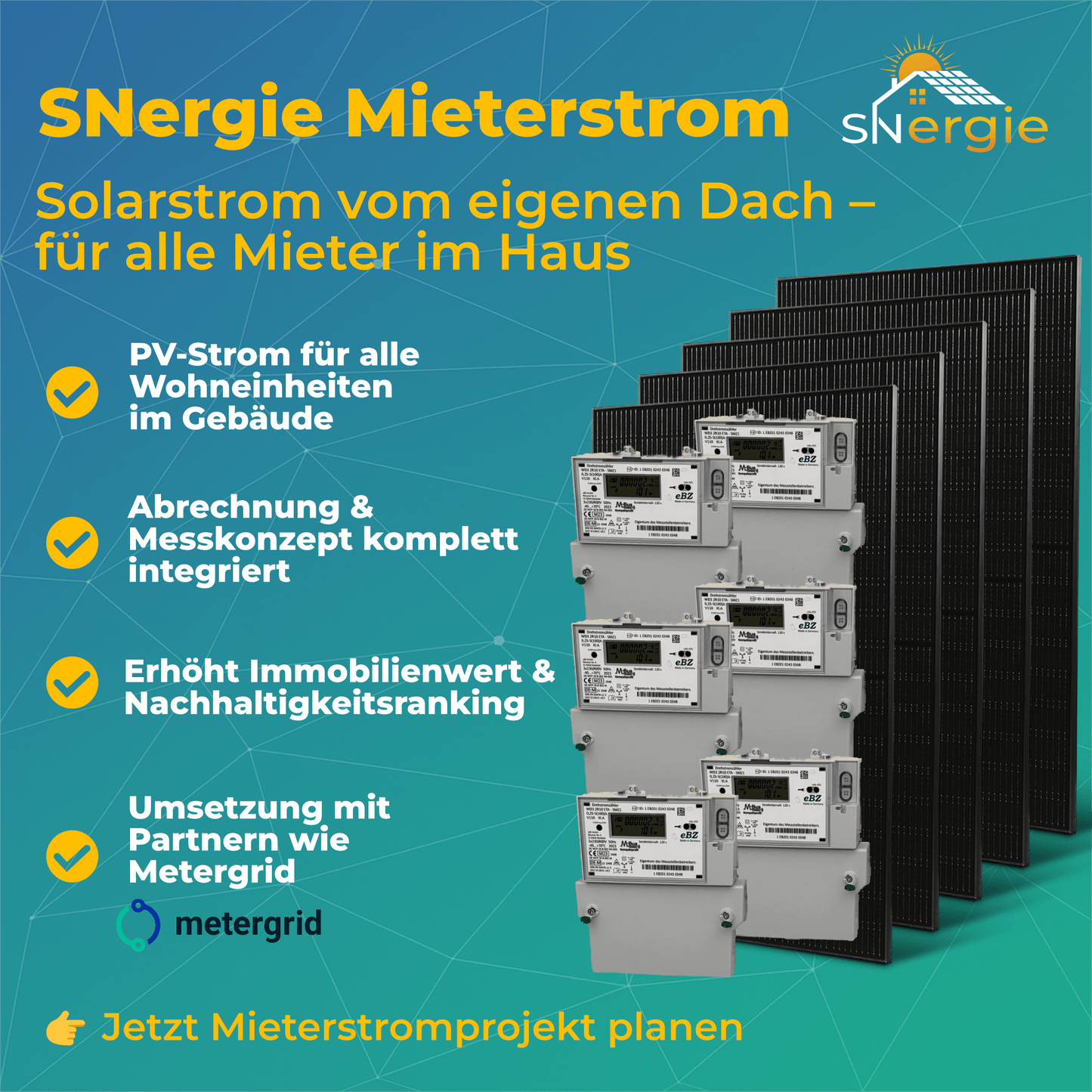 SNergie Mietstrom | Photovoltaikanlage für Vermieter | inkl. Speicher, Montage und Anmeldung