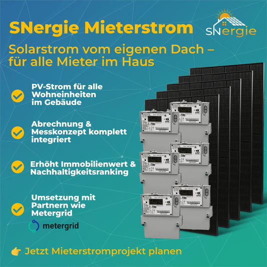 SNergie Mietstrom | Photovoltaikanlage für Vermieter | inkl. Speicher, Montage und Anmeldung